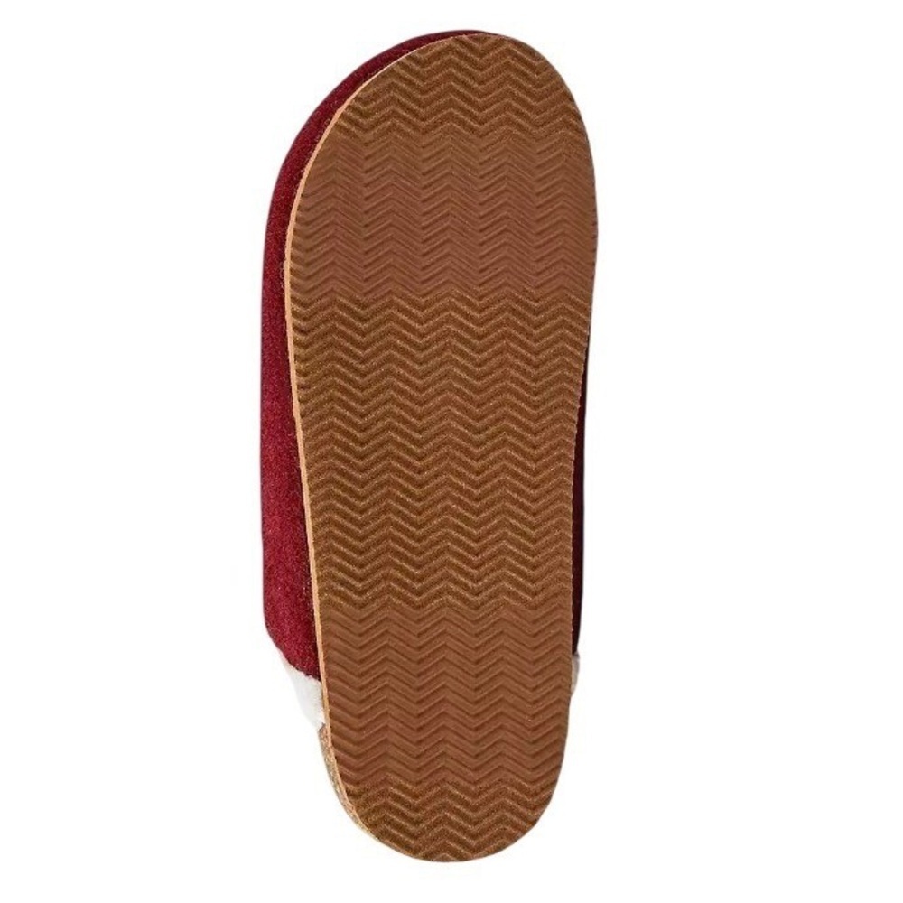 Lands' End nwt size 7 Dog Embroidered Slippers Burgundy Multi Sherpa Lined Clog - Picture 3 of 4